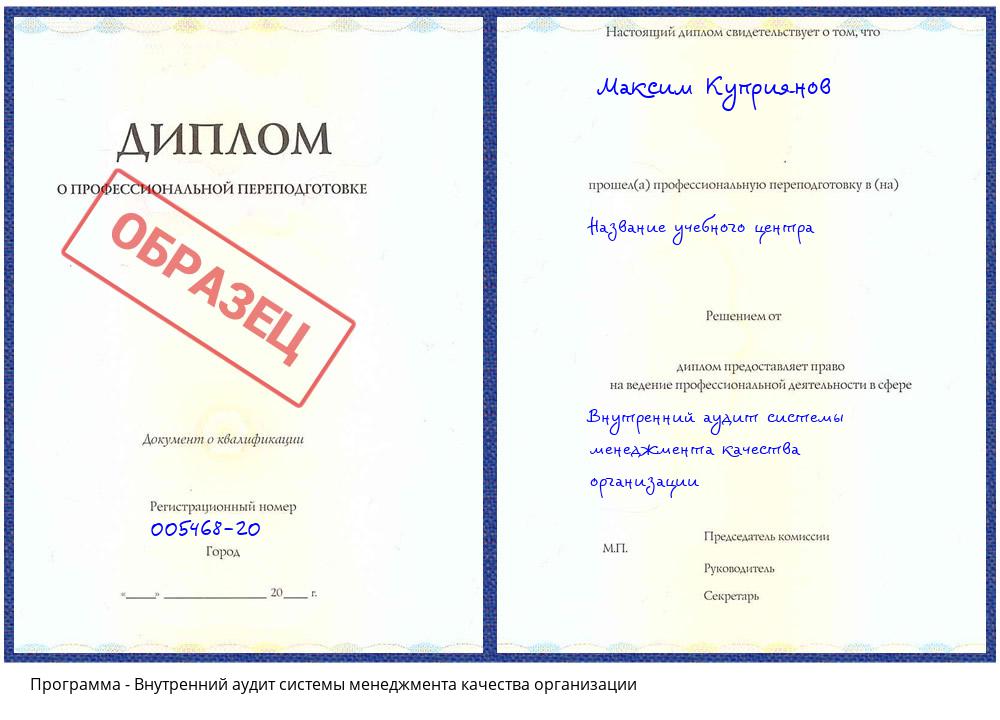 Внутренний аудит системы менеджмента качества организации Ульяновск