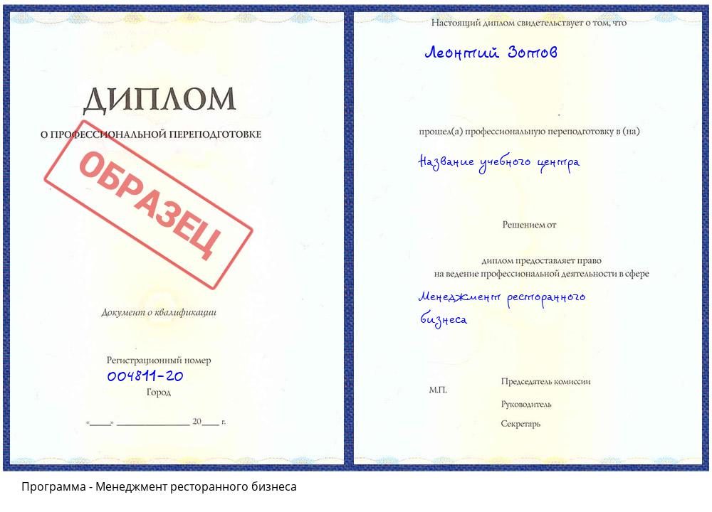 Менеджмент ресторанного бизнеса Ульяновск