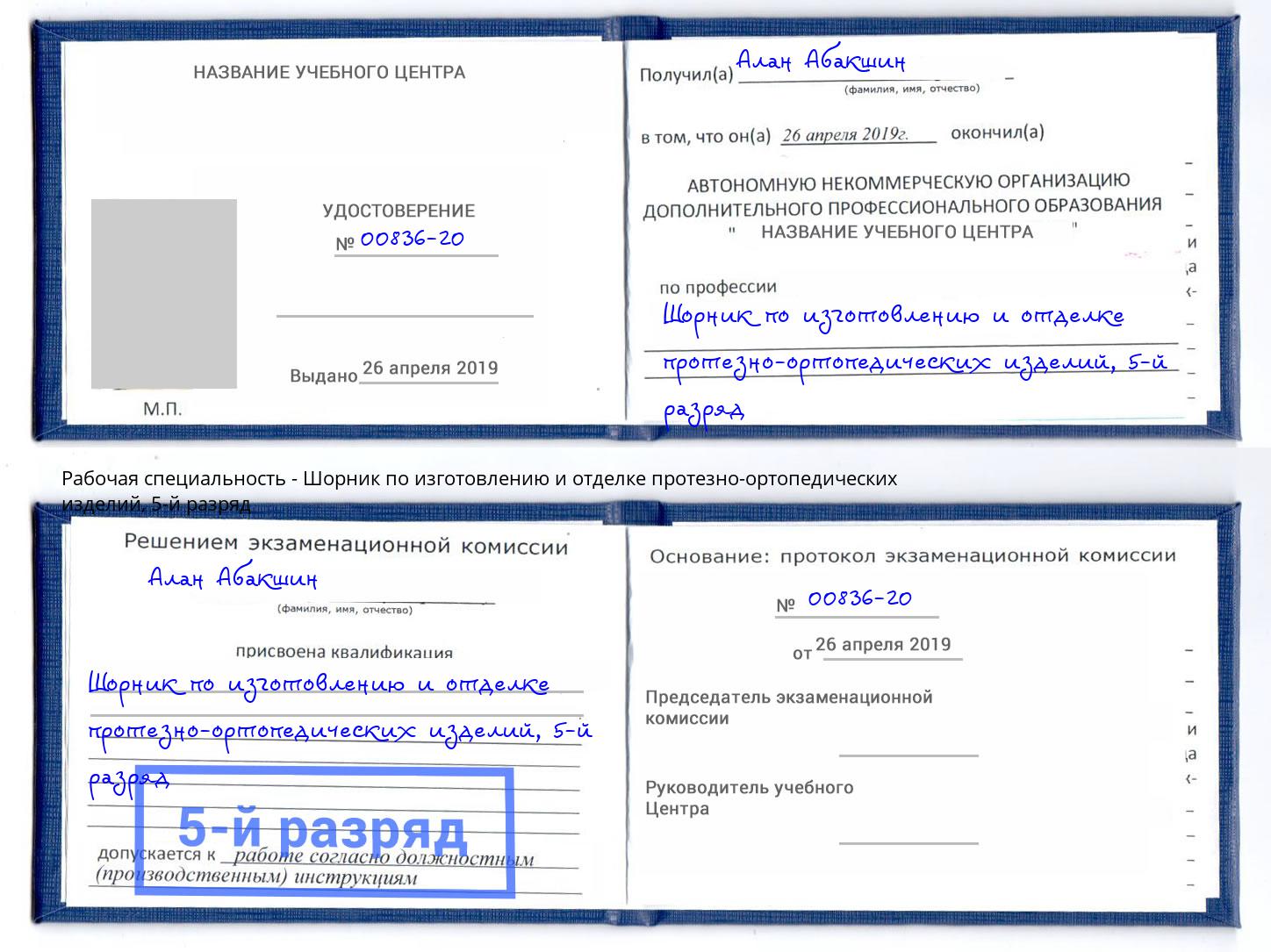 корочка 5-й разряд Шорник по изготовлению и отделке протезно-ортопедических изделий Ульяновск