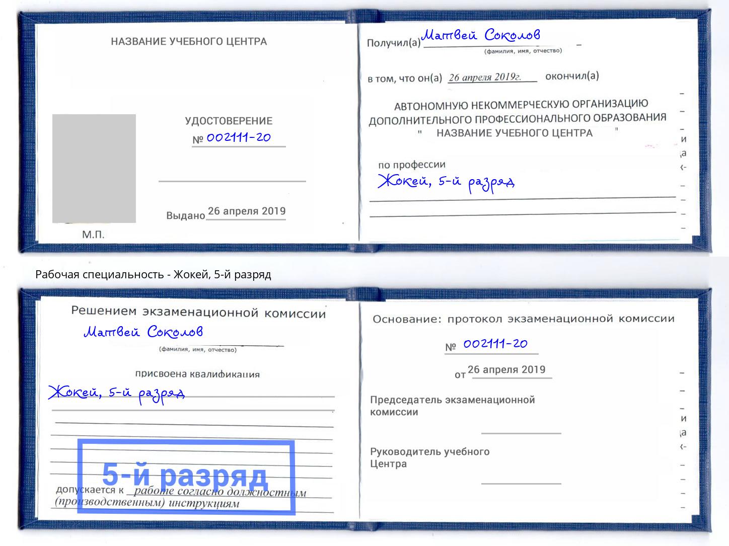 корочка 5-й разряд Жокей Ульяновск