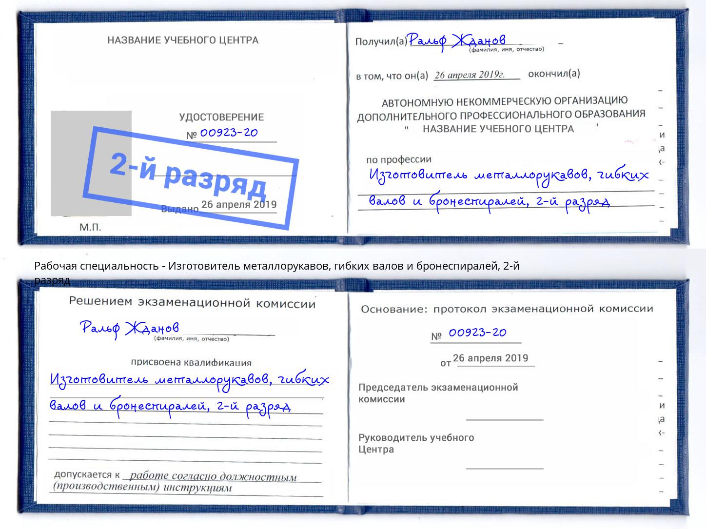 корочка 2-й разряд Изготовитель металлорукавов, гибких валов и бронеспиралей Ульяновск